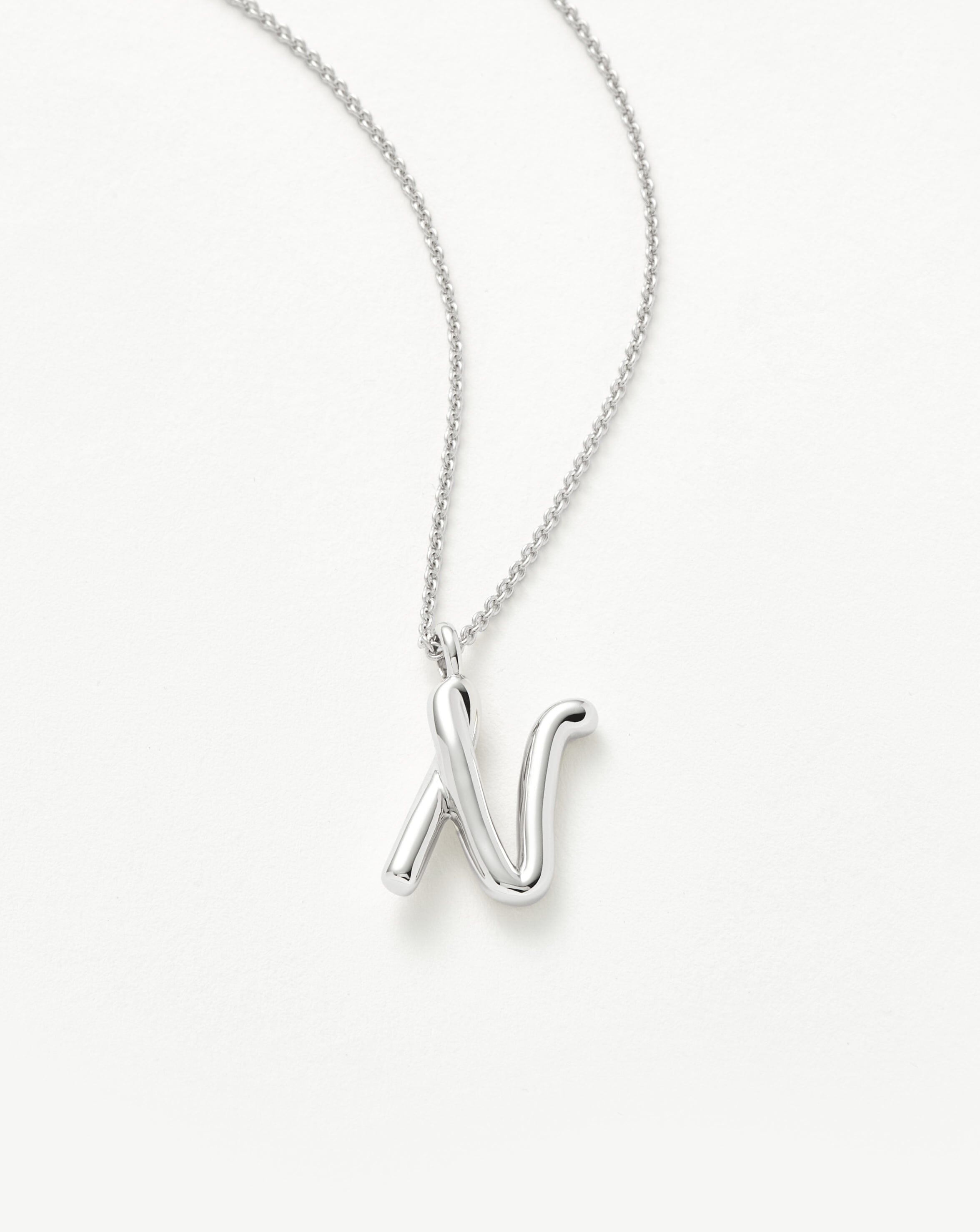 Curly Molten Initial Pendant Necklace - Initial N | Sterling Silver Necklaces Missoma 