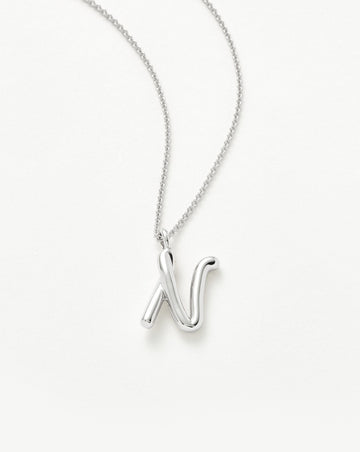 Curly Molten Initial Pendant Necklace - Initial N | Sterling Silver Necklaces Missoma 