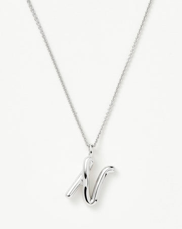 Curly Molten Initial Pendant Necklace - Initial N | Sterling Silver Necklaces Missoma 
