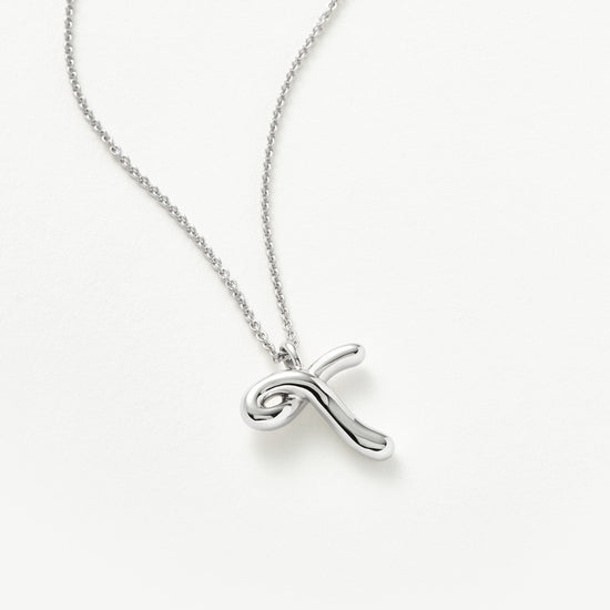 Curly Molten Initial Pendant Necklace - Initial T | Sterling Silver Necklaces Missoma 