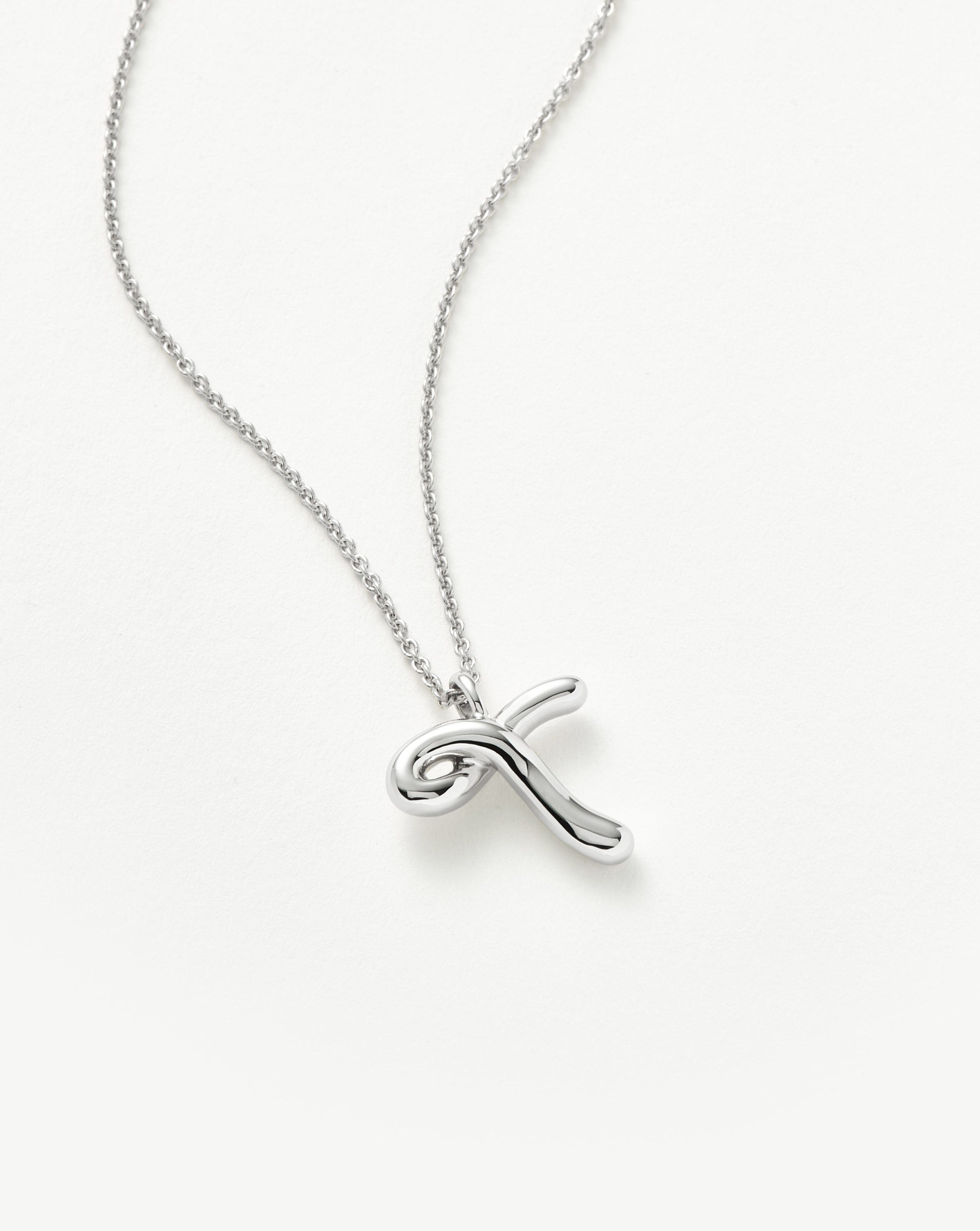 Curly Molten Initial Pendant Necklace - Initial T | Sterling Silver Necklaces Missoma 