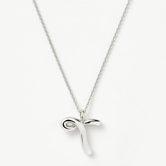 Curly Molten Initial Pendant Necklace - Initial T | Sterling Silver Necklaces Missoma 