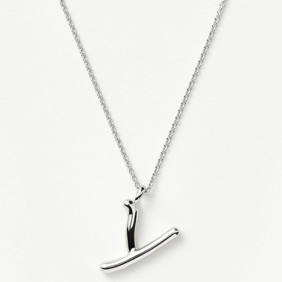 Curly Molten Initial Pendant Necklace - Initial Y | Sterling Silver Necklaces Missoma 