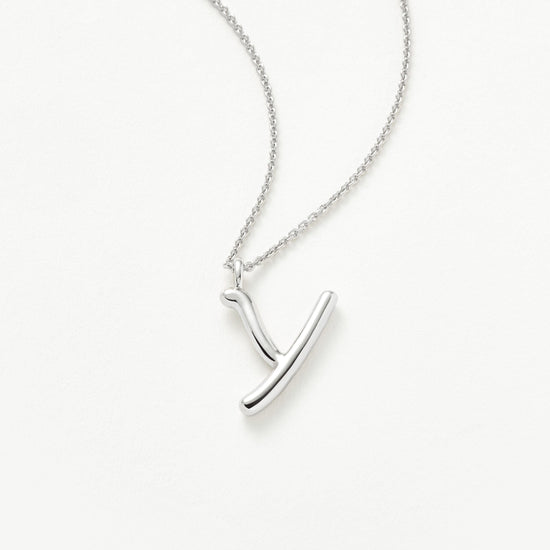 Curly Molten Initial Pendant Necklace - Initial Y | Sterling Silver Necklaces Missoma 