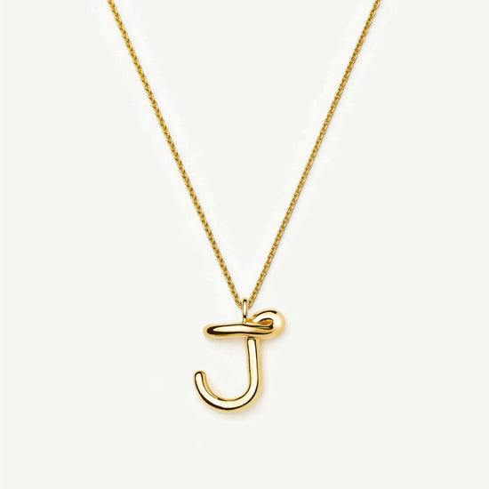 Curly Molten Initial Pendant Necklace - J | 18ct Gold Vermeil Necklaces Missoma 