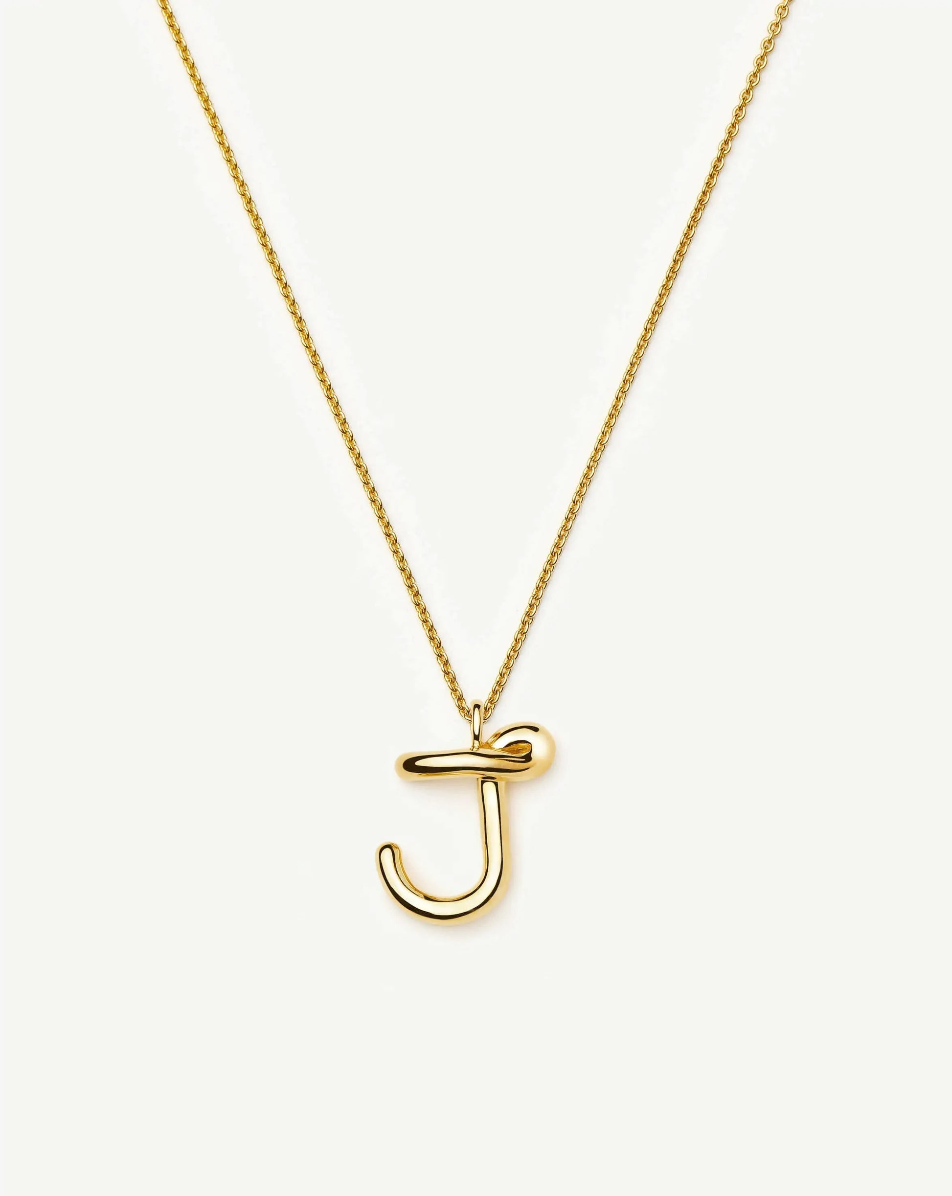 Curly Molten Initial Pendant Necklace - J | 18ct Gold Vermeil Necklaces Missoma 
