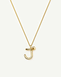 Curly Molten Initial Pendant Necklace - J | 18ct Gold Vermeil Necklaces Missoma 