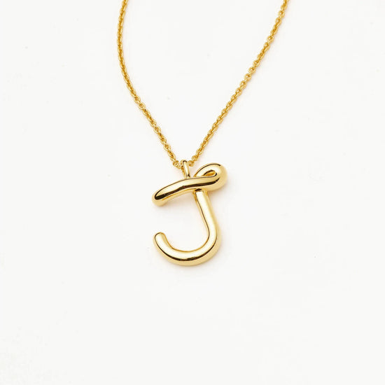 Curly Molten Initial Pendant Necklace - J | 18ct Gold Vermeil Necklaces Missoma 