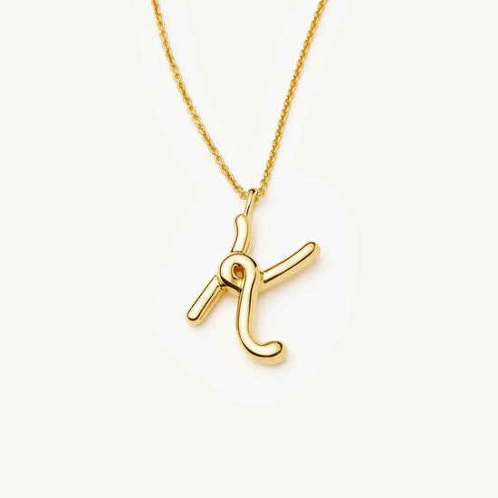 Curly Molten Initial Pendant Necklace - K | 18ct Gold Vermeil Necklaces Missoma 