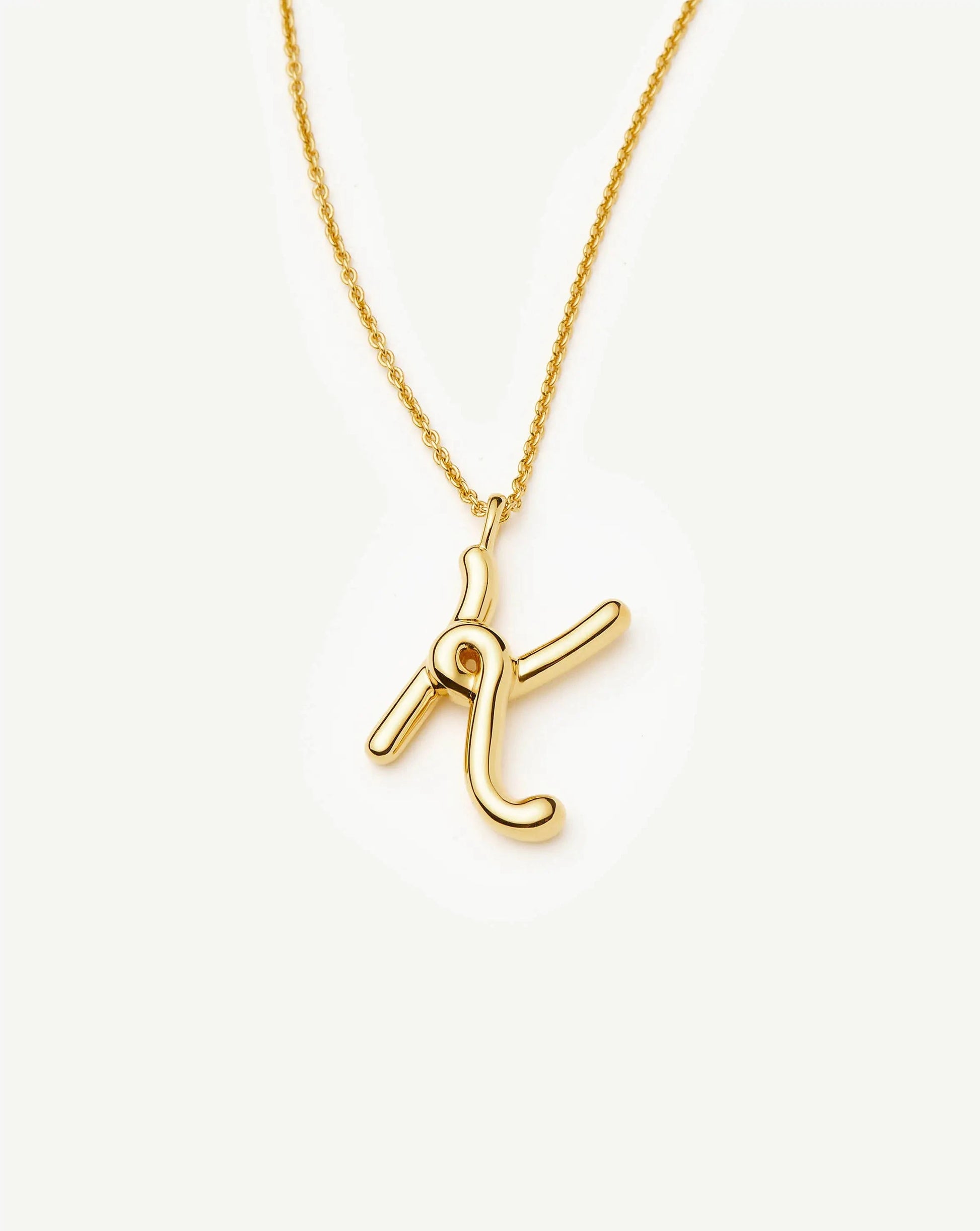 Curly Molten Initial Pendant Necklace - K | 18ct Gold Vermeil Necklaces Missoma 