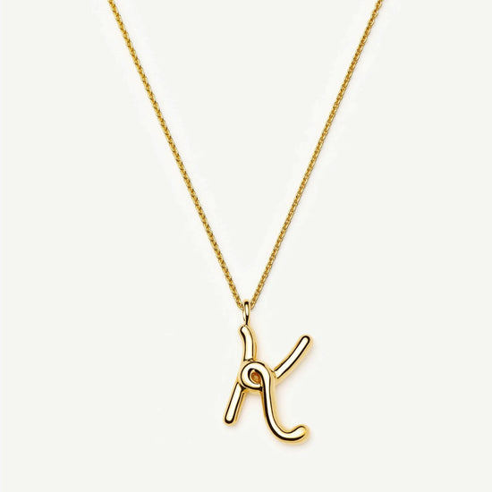 Curly Molten Initial Pendant Necklace - K | 18ct Gold Vermeil Necklaces Missoma 