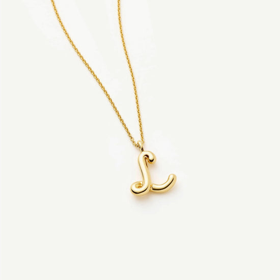 Curly Molten Initial Pendant Necklace - L | 18ct Gold Vermeil Necklaces Missoma 