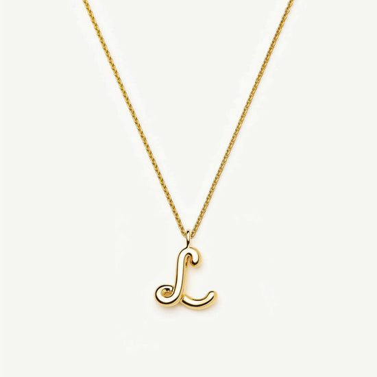 Curly Molten Initial Pendant Necklace - L | 18ct Gold Vermeil Necklaces Missoma 
