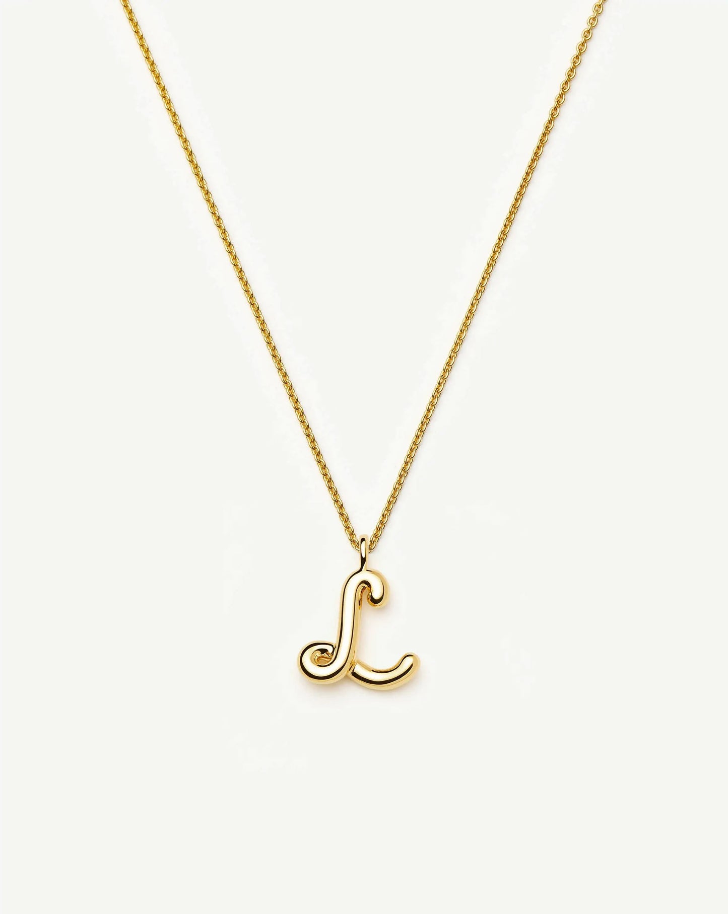 Curly Molten Initial Pendant Necklace - L | 18ct Gold Vermeil Necklaces Missoma 