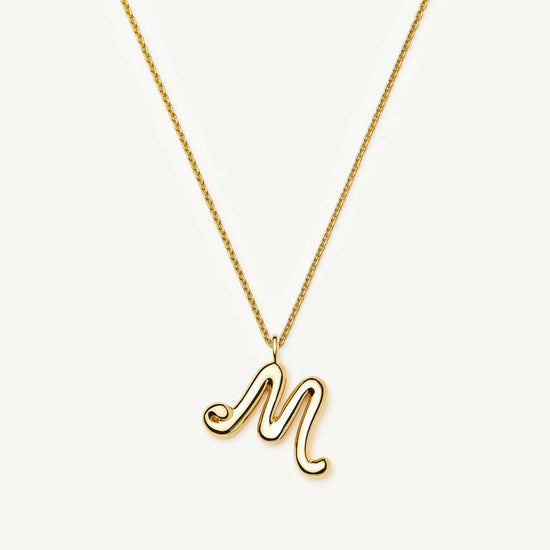 Curly Molten Initial Pendant Necklace - M | 18ct Gold Vermeil Necklaces Missoma 