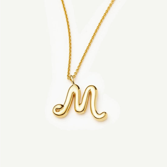 Curly Molten Initial Pendant Necklace - M | 18ct Gold Vermeil Necklaces Missoma 