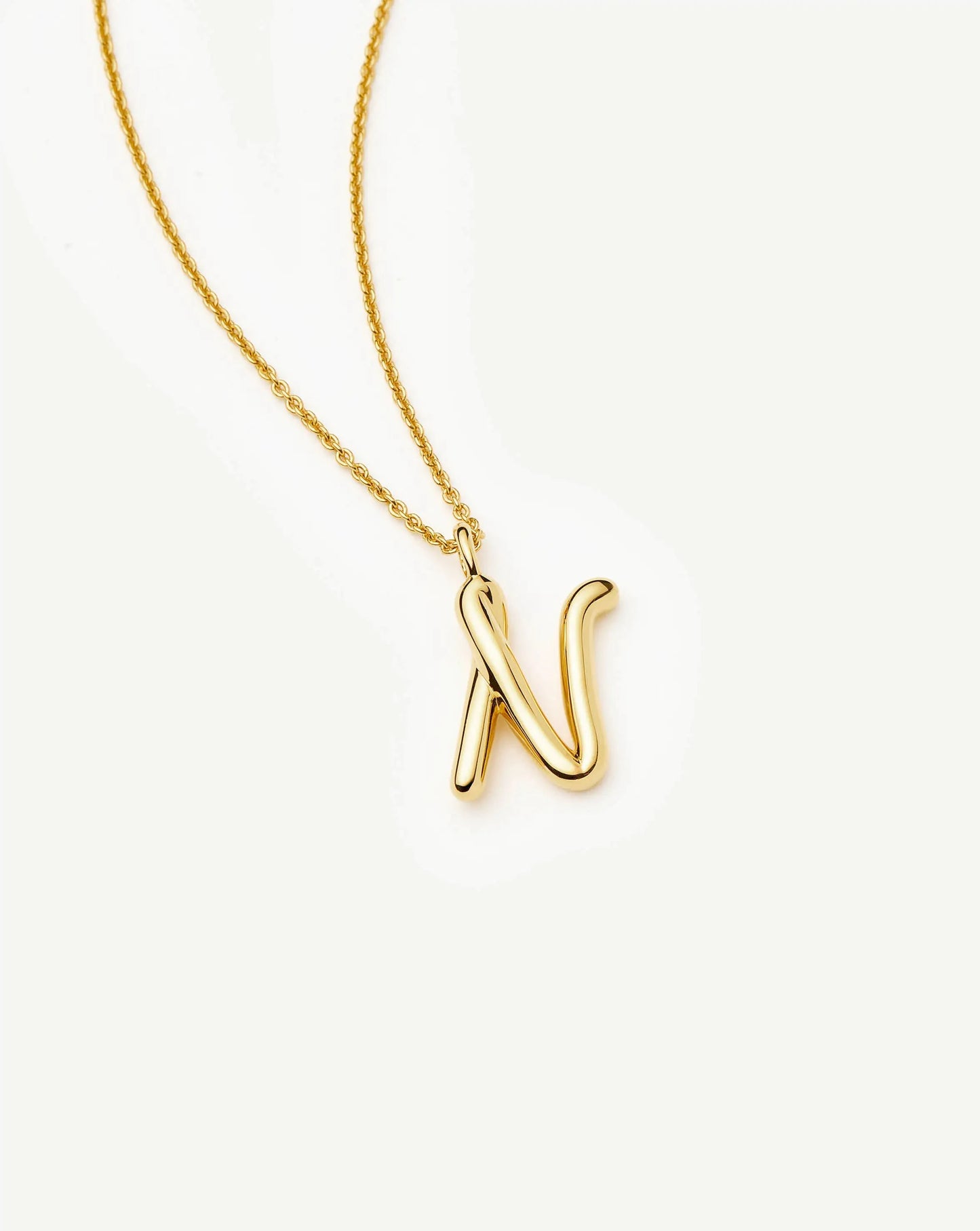 Curly Molten Initial Pendant Necklace - N | 18ct Gold Vermeil Necklaces Missoma 