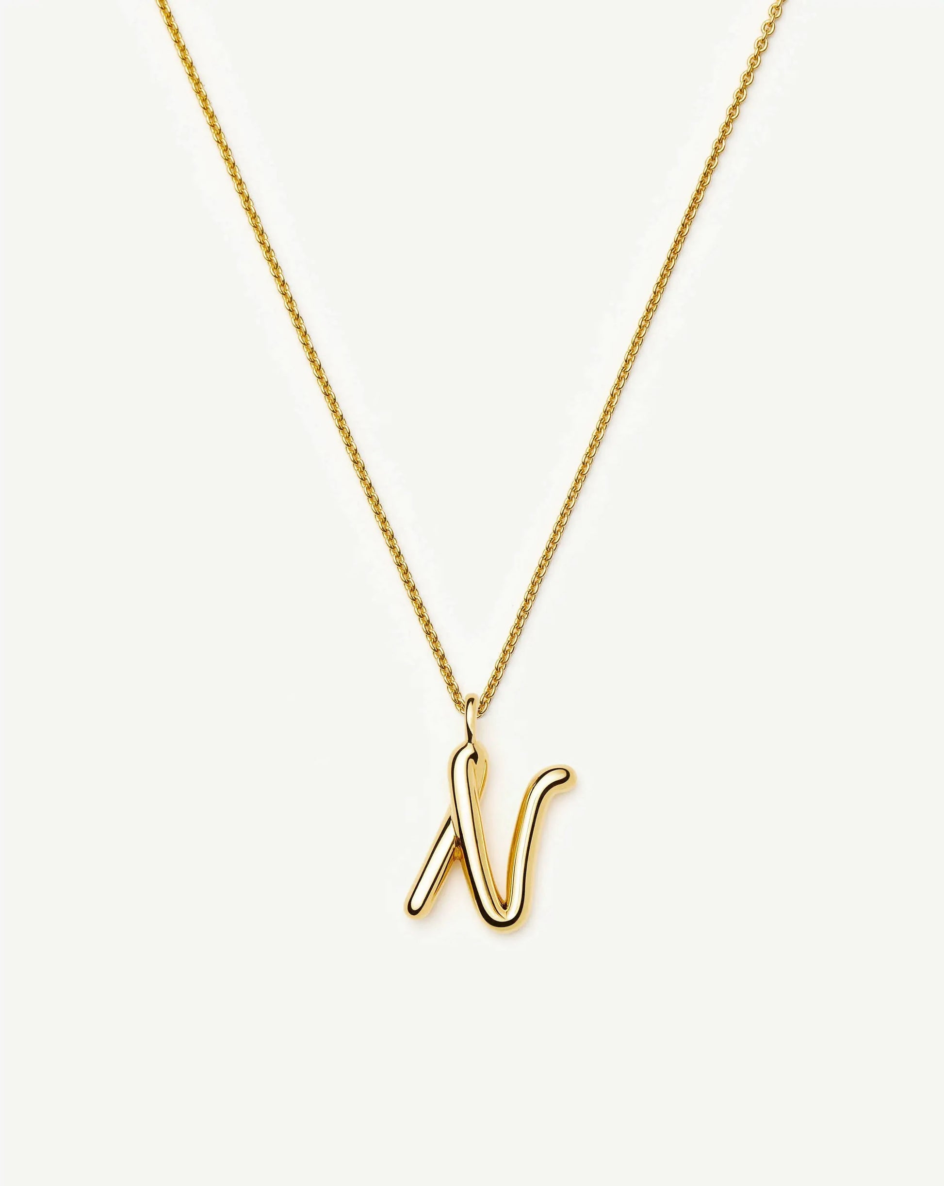 Curly Molten Initial Pendant Necklace - N | 18ct Gold Vermeil Necklaces Missoma 
