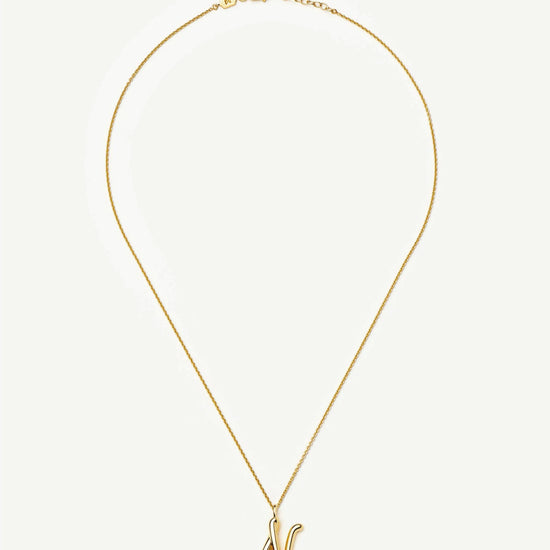 Curly Molten Initial Pendant Necklace - N | 18ct Gold Vermeil Necklaces Missoma 