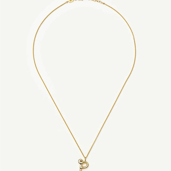 Curly Molten Initial Pendant Necklace - P | 18ct Gold Vermeil Necklaces Missoma 