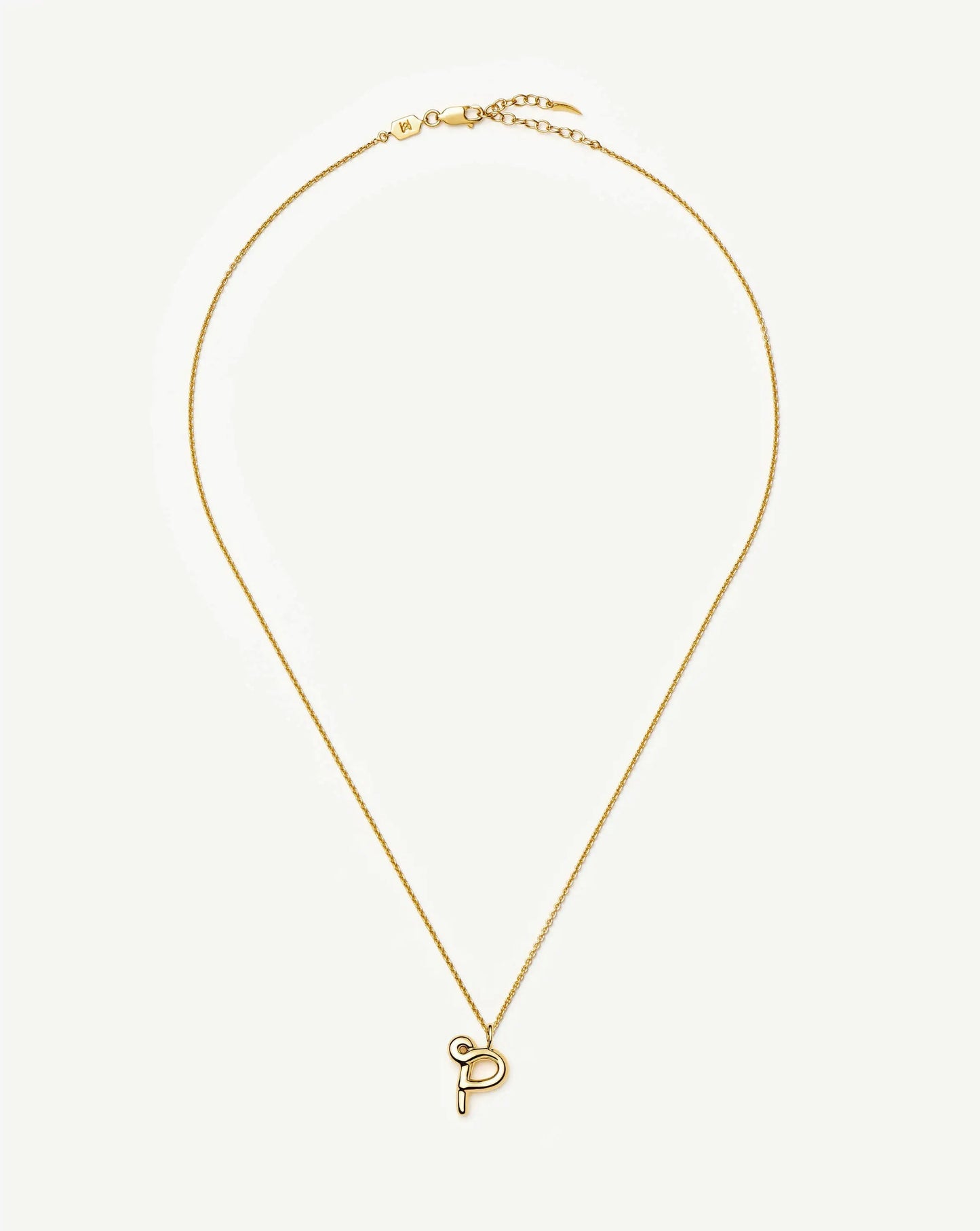Curly Molten Initial Pendant Necklace - P | 18ct Gold Vermeil Necklaces Missoma 