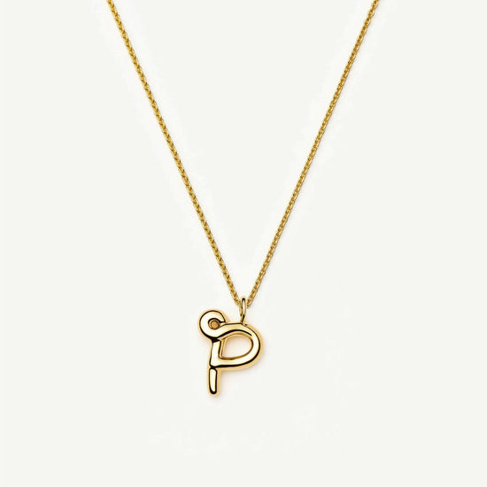Curly Molten Initial Pendant Necklace - P | 18ct Gold Vermeil Necklaces Missoma 