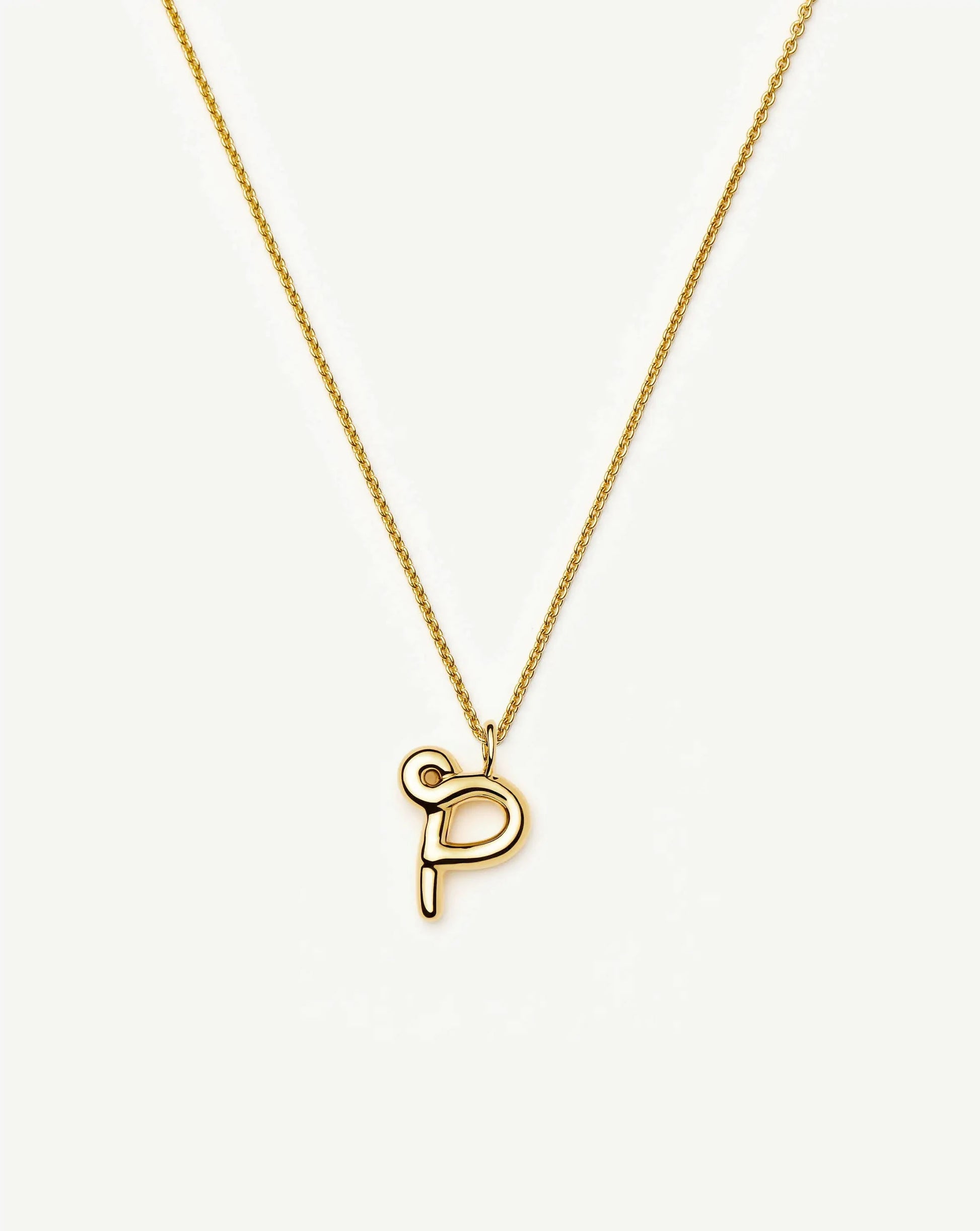 Curly Molten Initial Pendant Necklace - P | 18ct Gold Vermeil Necklaces Missoma 