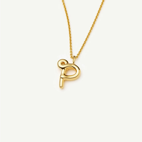 Curly Molten Initial Pendant Necklace - P | 18ct Gold Vermeil Necklaces Missoma 