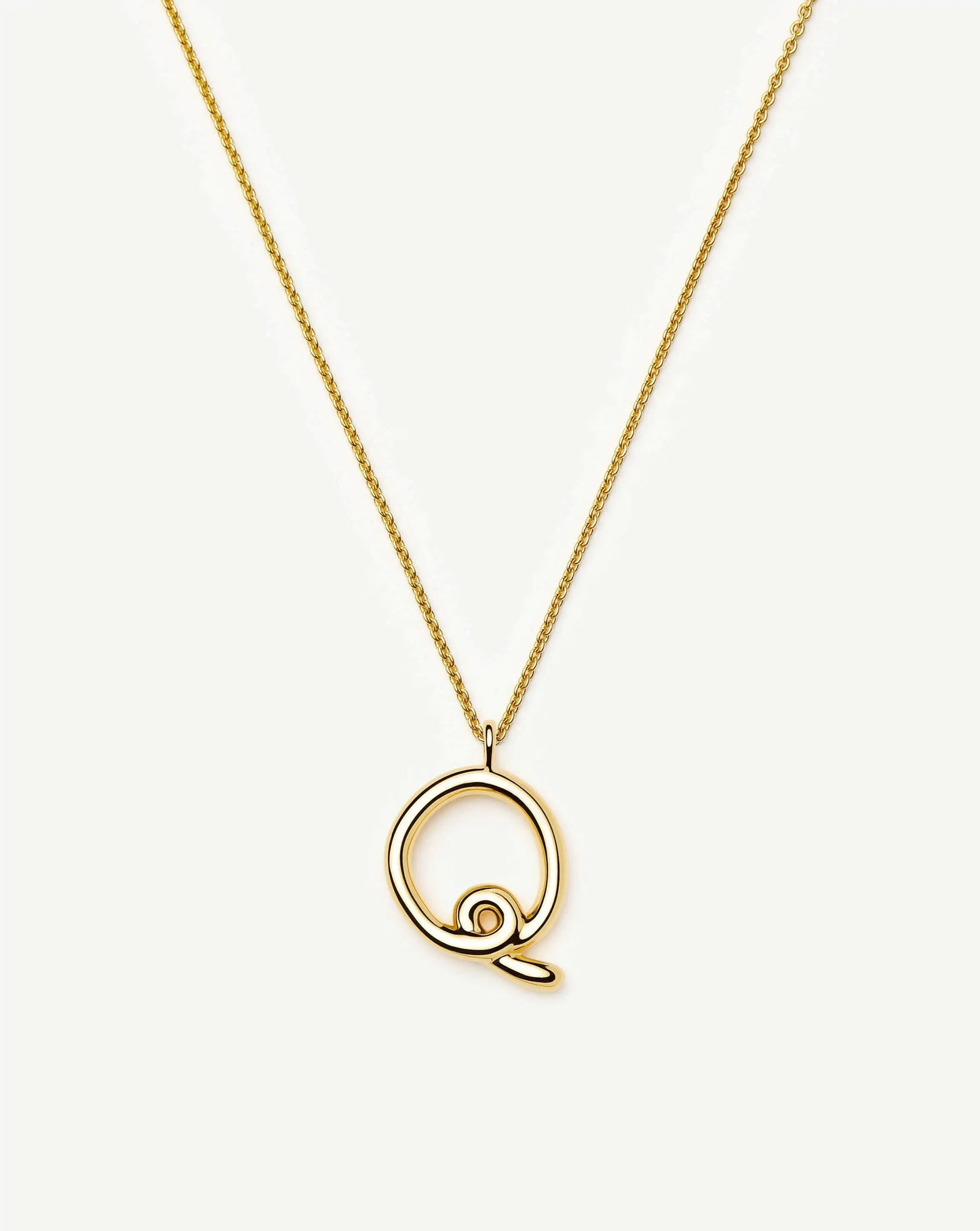 Curly Molten Initial Pendant Necklace - Q | 18ct Gold Vermeil Necklaces Missoma 