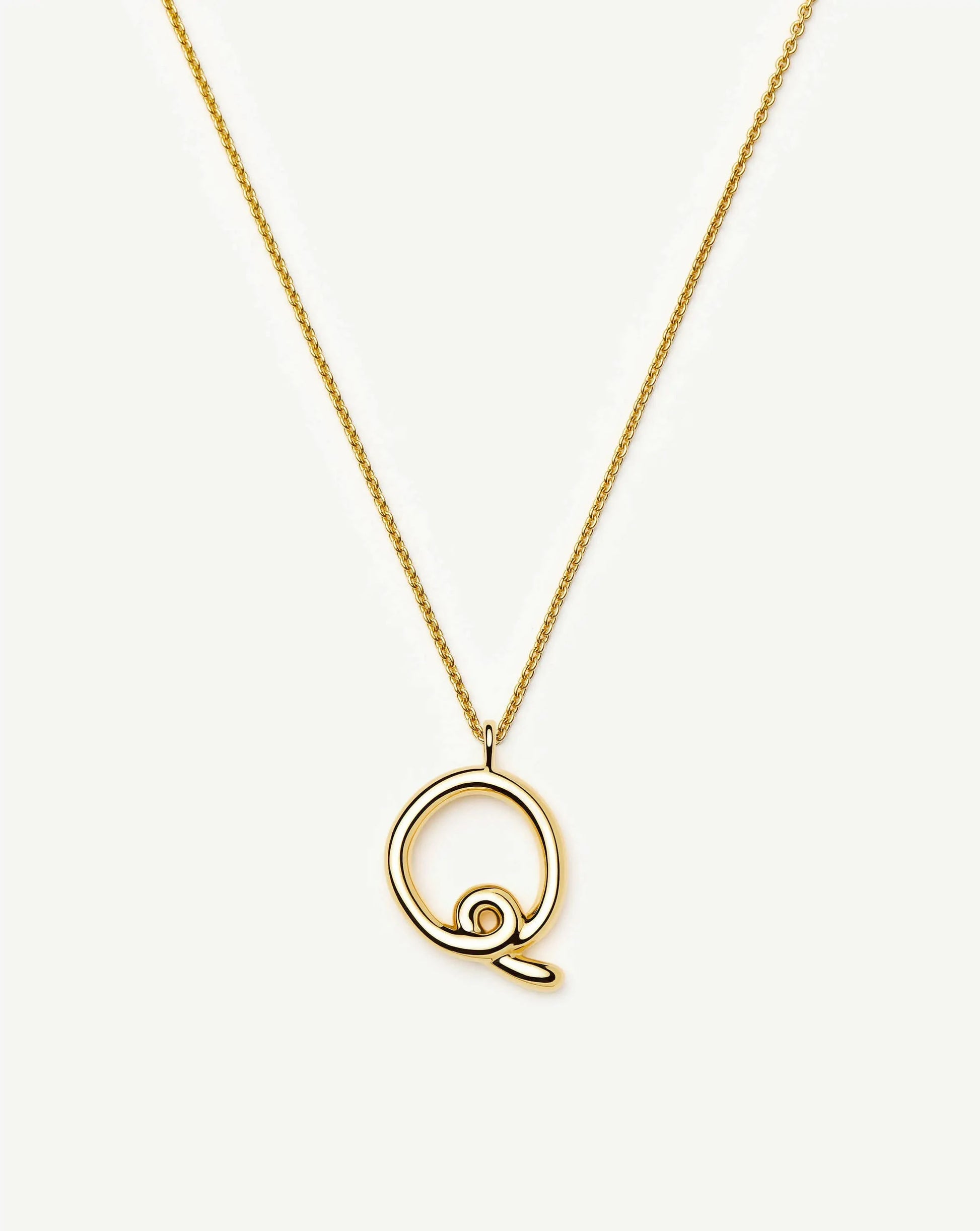Curly Molten Initial Pendant Necklace - Q | 18ct Gold Vermeil Necklaces Missoma 
