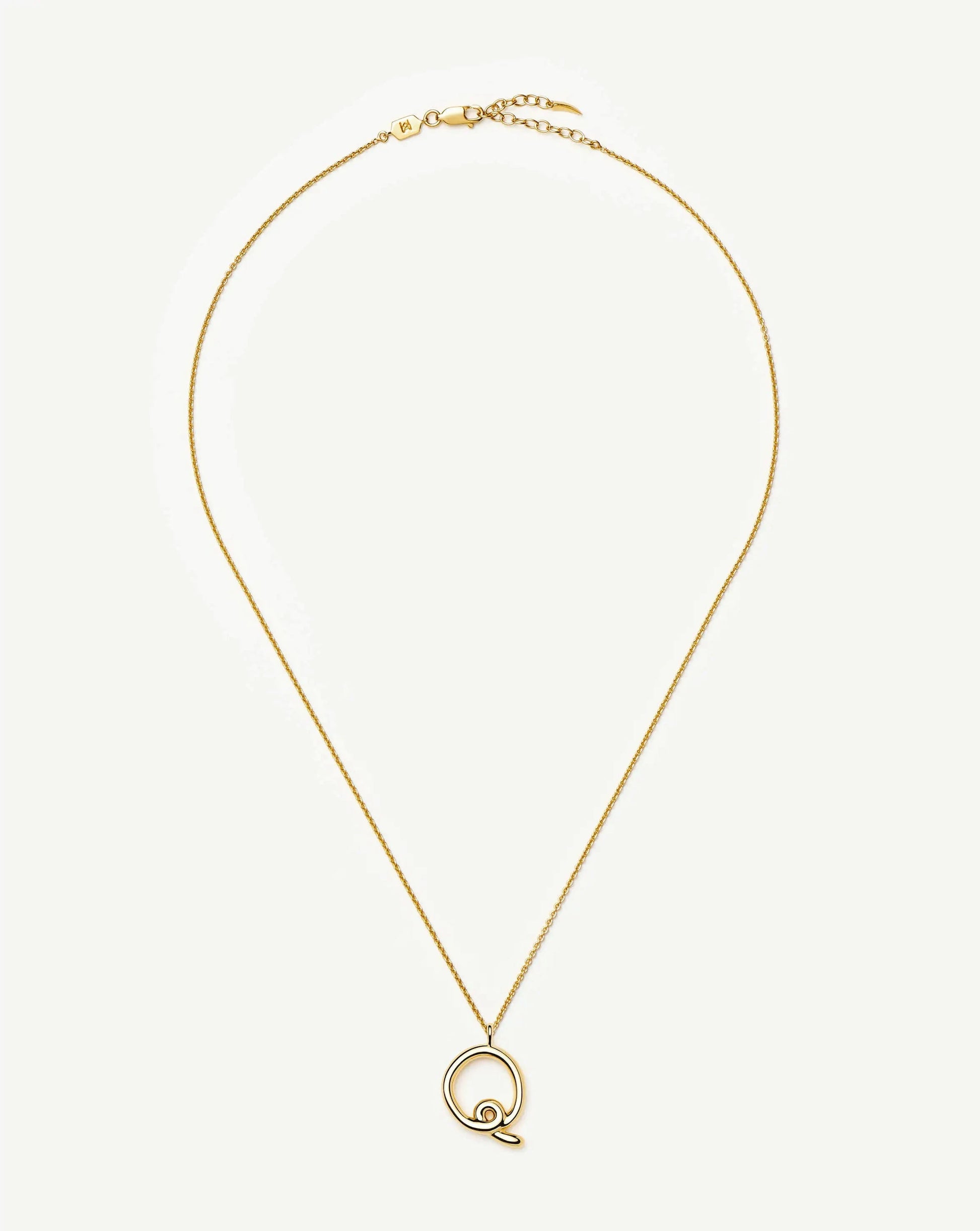 Curly Molten Initial Pendant Necklace - Q | 18ct Gold Vermeil Necklaces Missoma 