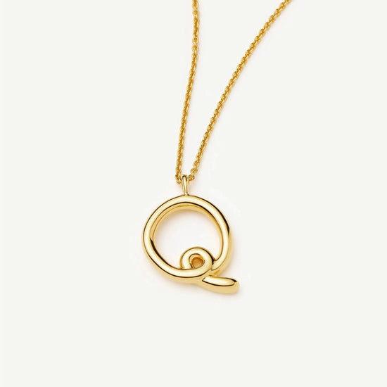 Curly Molten Initial Pendant Necklace - Q | 18ct Gold Vermeil Necklaces Missoma 