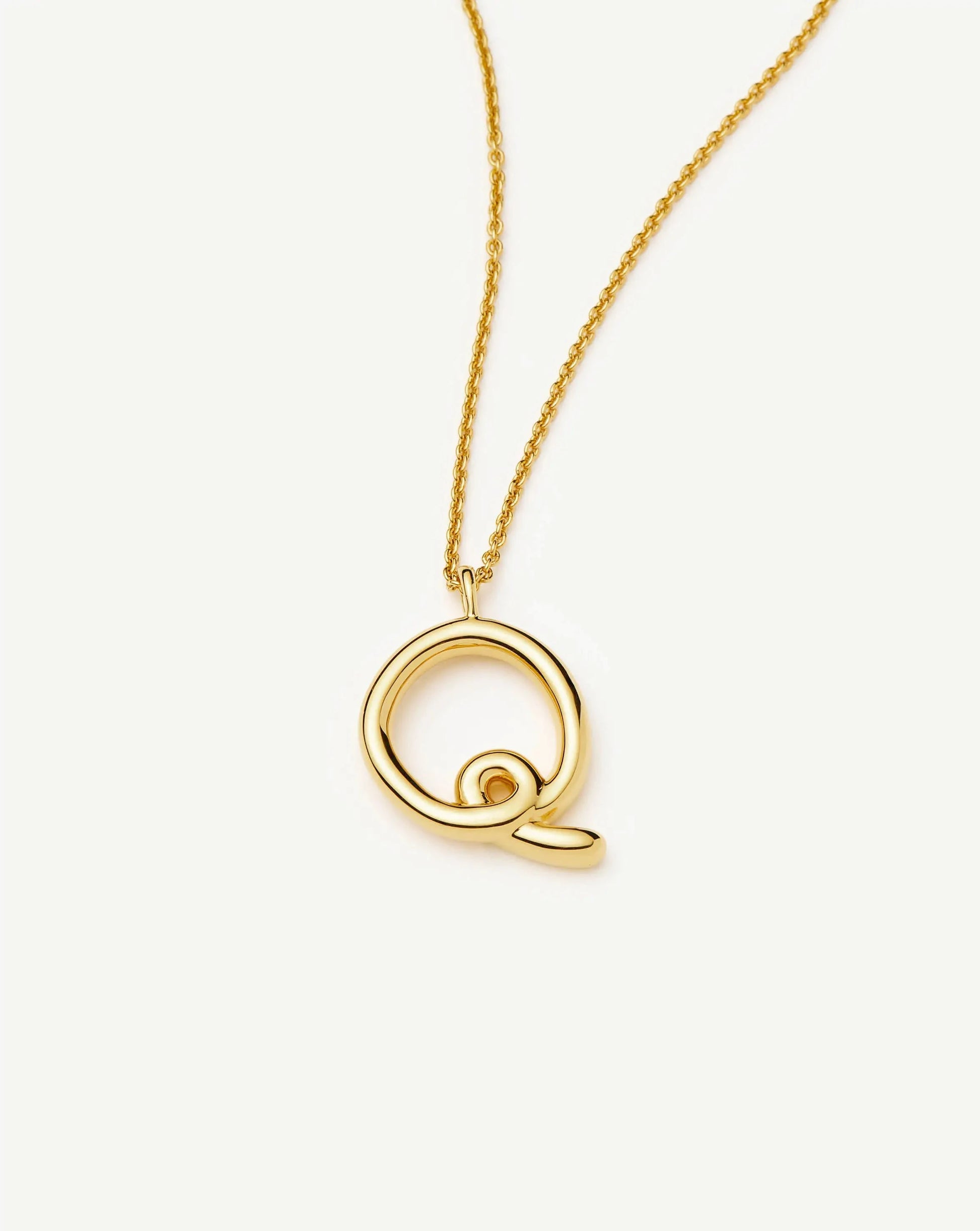 Curly Molten Initial Pendant Necklace - Q | 18ct Gold Vermeil Necklaces Missoma 