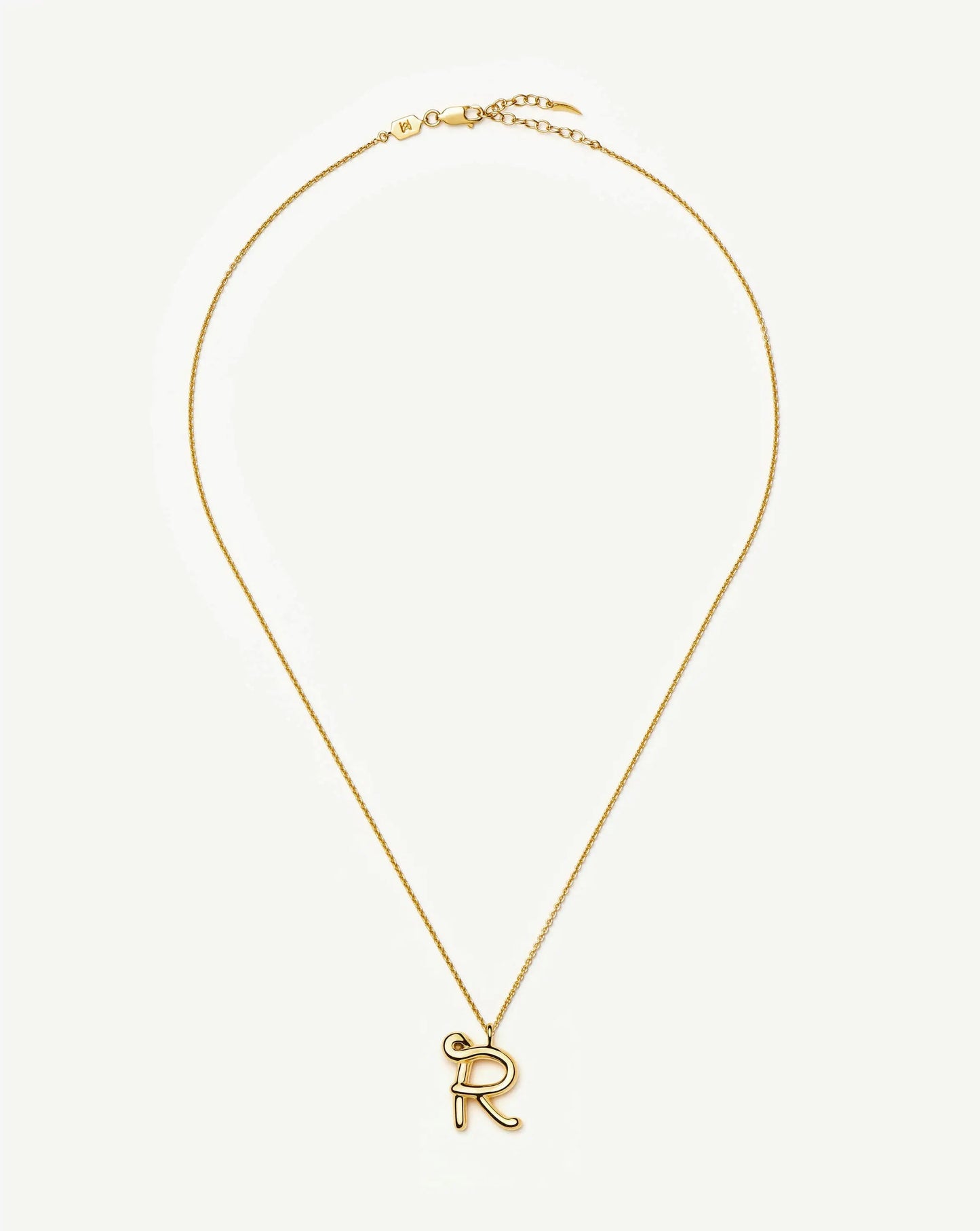 Curly Molten Initial Pendant Necklace - R | 18ct Gold Vermeil Necklaces Missoma 