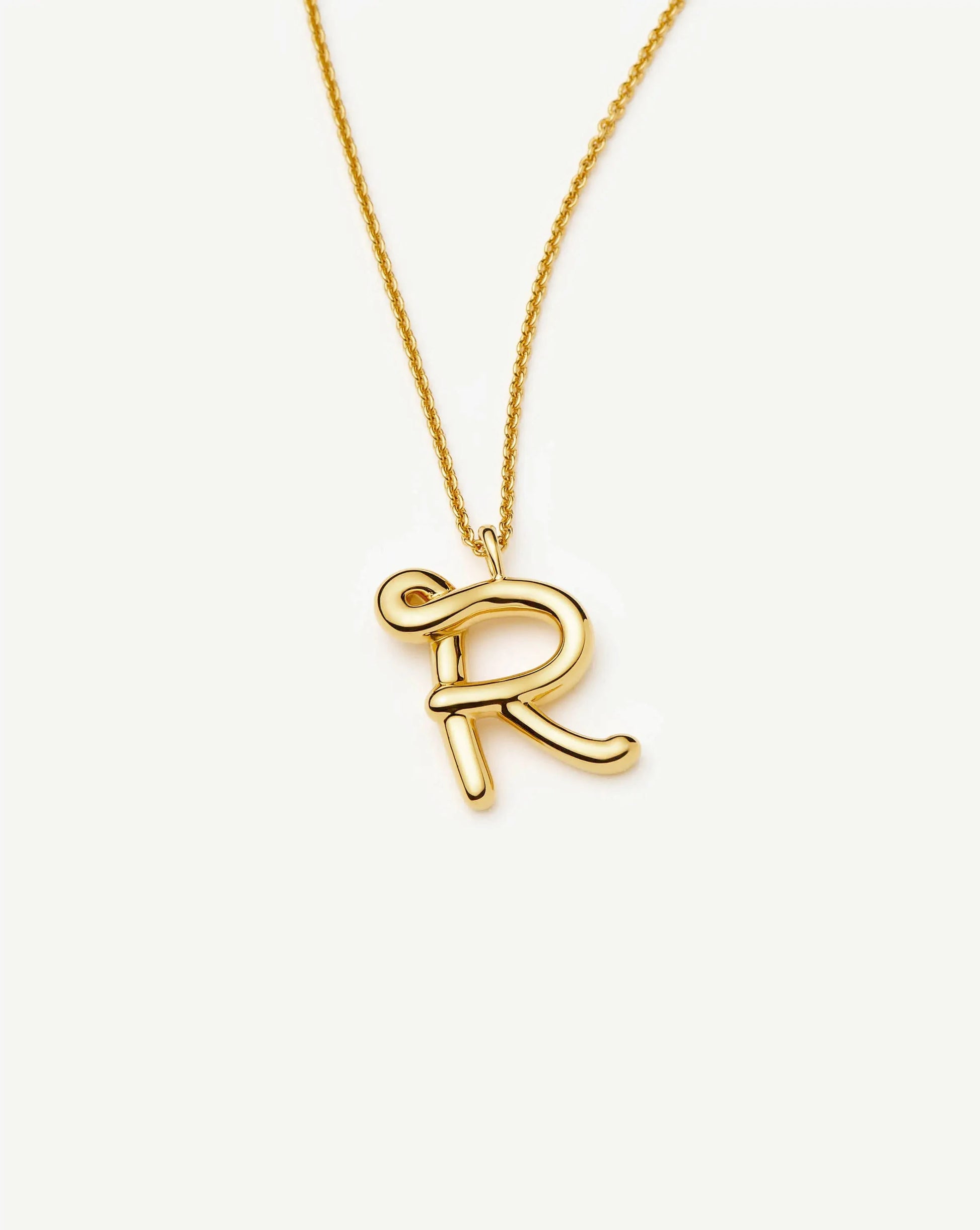 Curly Molten Initial Pendant Necklace - R | 18ct Gold Vermeil Necklaces Missoma 
