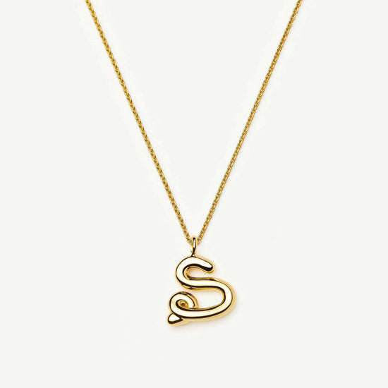 Curly Molten Initial Pendant Necklace - S | 18ct Gold Vermeil Necklaces Missoma 