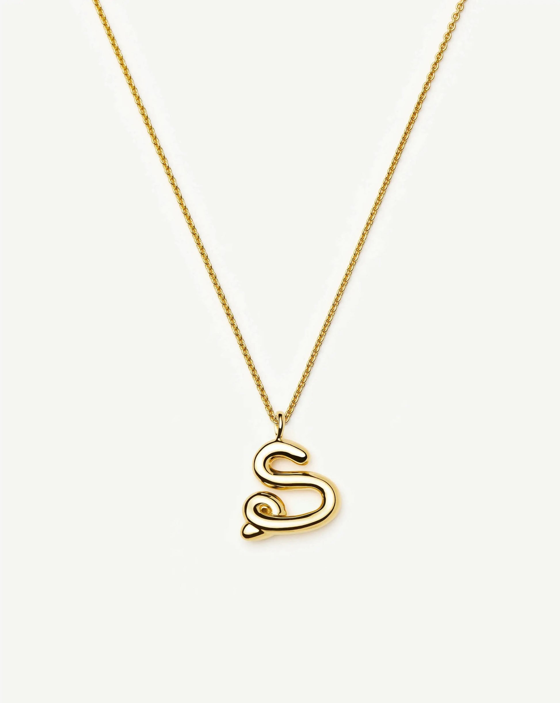 Curly Molten Initial Pendant Necklace - S | 18ct Gold Vermeil Necklaces Missoma 
