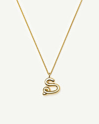 Curly Molten Initial Pendant Necklace - S | 18ct Gold Vermeil Necklaces Missoma 