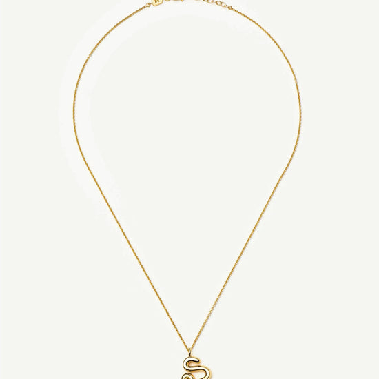 Curly Molten Initial Pendant Necklace - S | 18ct Gold Vermeil Necklaces Missoma 