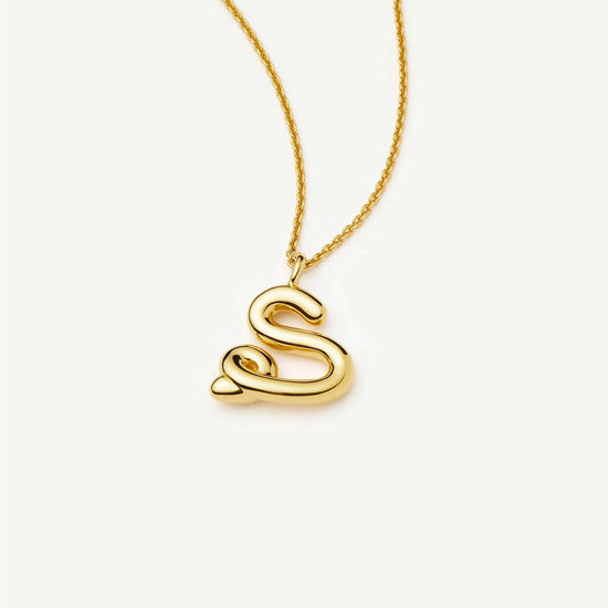 Curly Molten Initial Pendant Necklace - S | 18ct Gold Vermeil Necklaces Missoma 