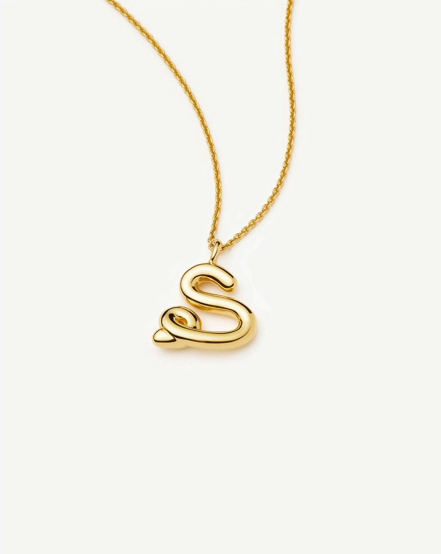 Curly Molten Initial Pendant Necklace - S | 18ct Gold Vermeil Necklaces Missoma 