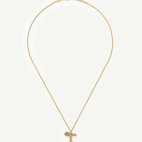 Curly Molten Initial Pendant Necklace - T | 18ct Gold Vermeil Necklaces Missoma 