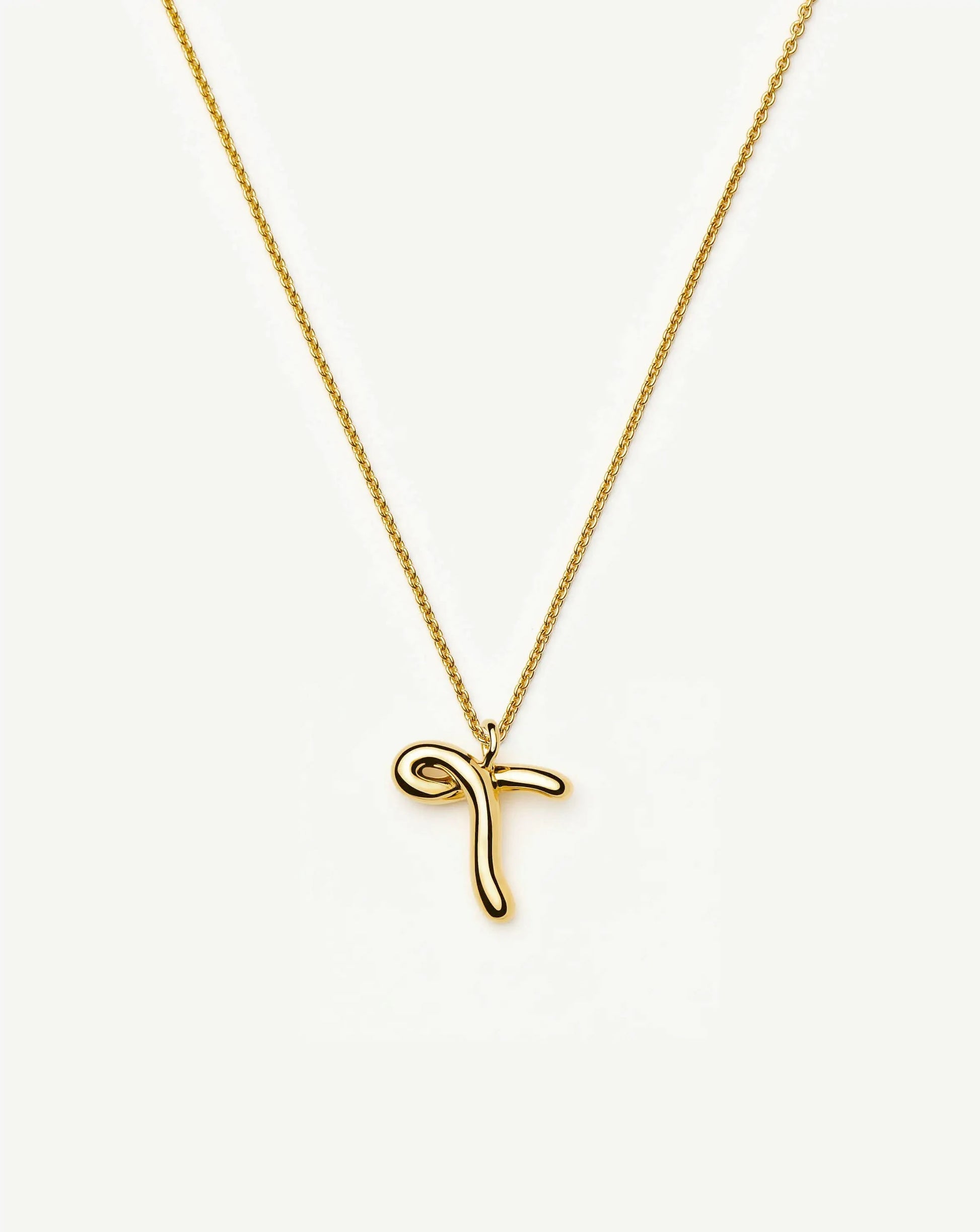 Curly Molten Initial Pendant Necklace - T | 18ct Gold Vermeil Necklaces Missoma 