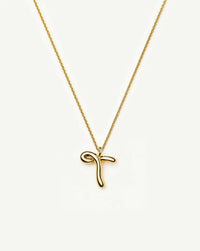 Curly Molten Initial Pendant Necklace - T | 18ct Gold Vermeil Necklaces Missoma 