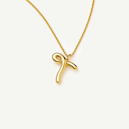 Curly Molten Initial Pendant Necklace - T | 18ct Gold Vermeil Necklaces Missoma 