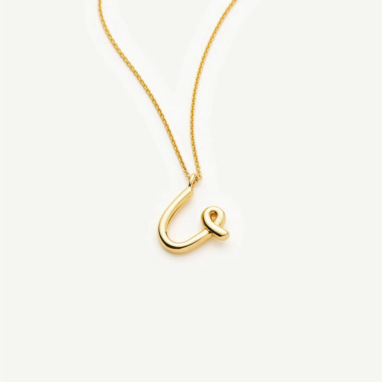 Curly Molten Initial Pendant Necklace - U | 18ct Gold Vermeil Necklaces Missoma 