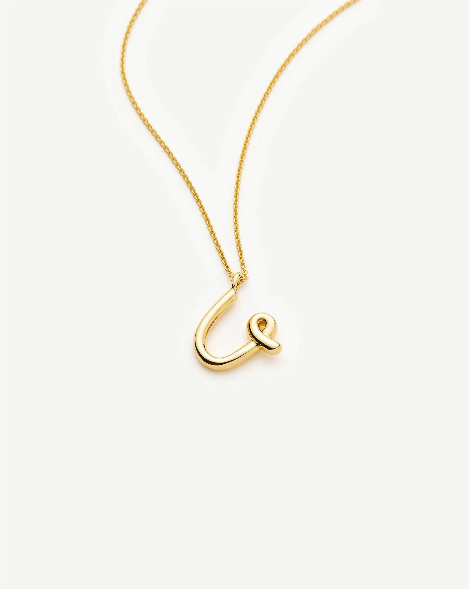 Curly Molten Initial Pendant Necklace - U | 18ct Gold Vermeil Necklaces Missoma 