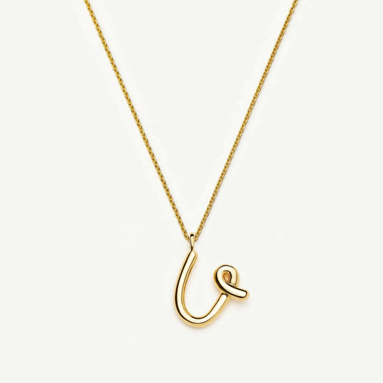 Curly Molten Initial Pendant Necklace - U | 18ct Gold Vermeil Necklaces Missoma 