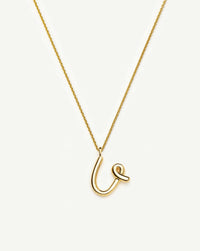 Curly Molten Initial Pendant Necklace - U | 18ct Gold Vermeil Necklaces Missoma 
