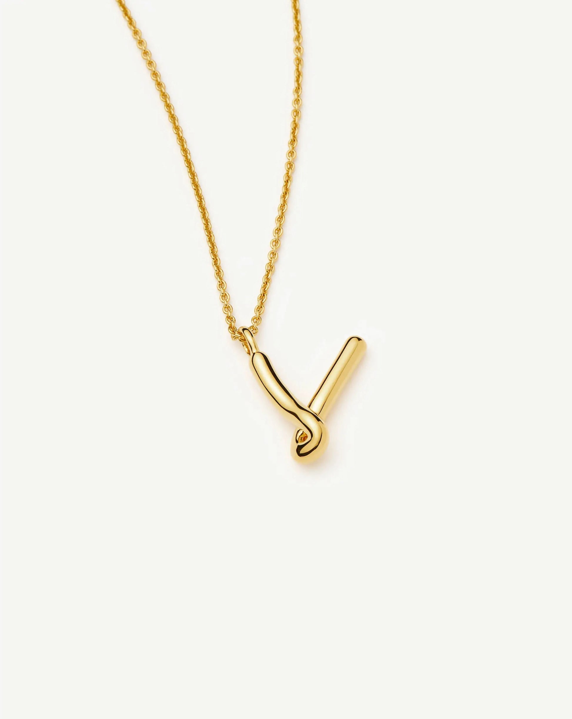 Curly Molten Initial Pendant Necklace - V | 18ct Gold Vermeil Necklaces Missoma 